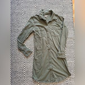 Faherty Knit Season Shirt Dress In Pine Olive Size Small